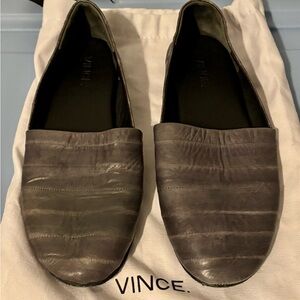 Vince Bogart Grey Leather Flat Slide Slip-ons Size 7